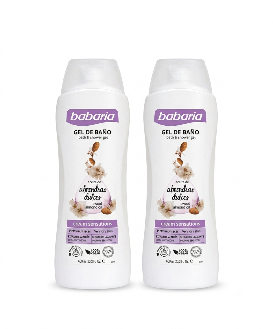 Babaria Cream Sensations – Gel de Baño y Ducha de Aceite de Almendras Dulces (600 ml / 20.3 Fl. Oz)